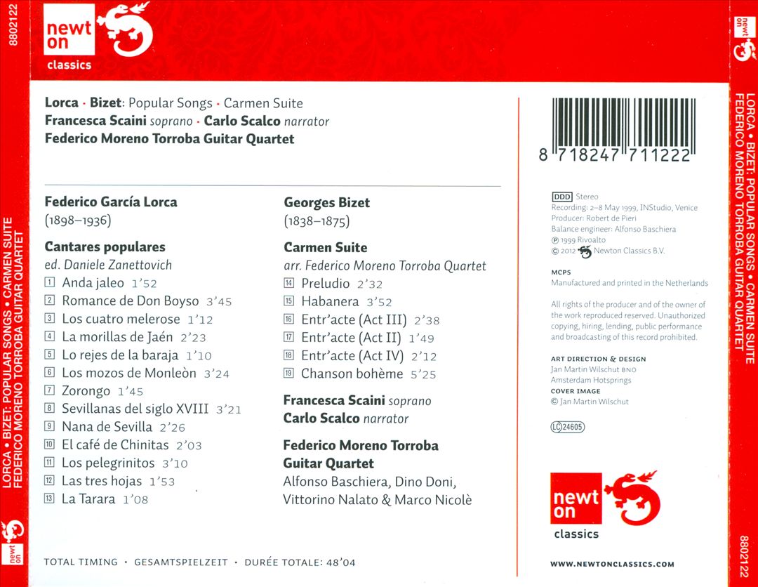 Federico García Lorca: Popular Songs; Bizet: Carmen Suite cover art