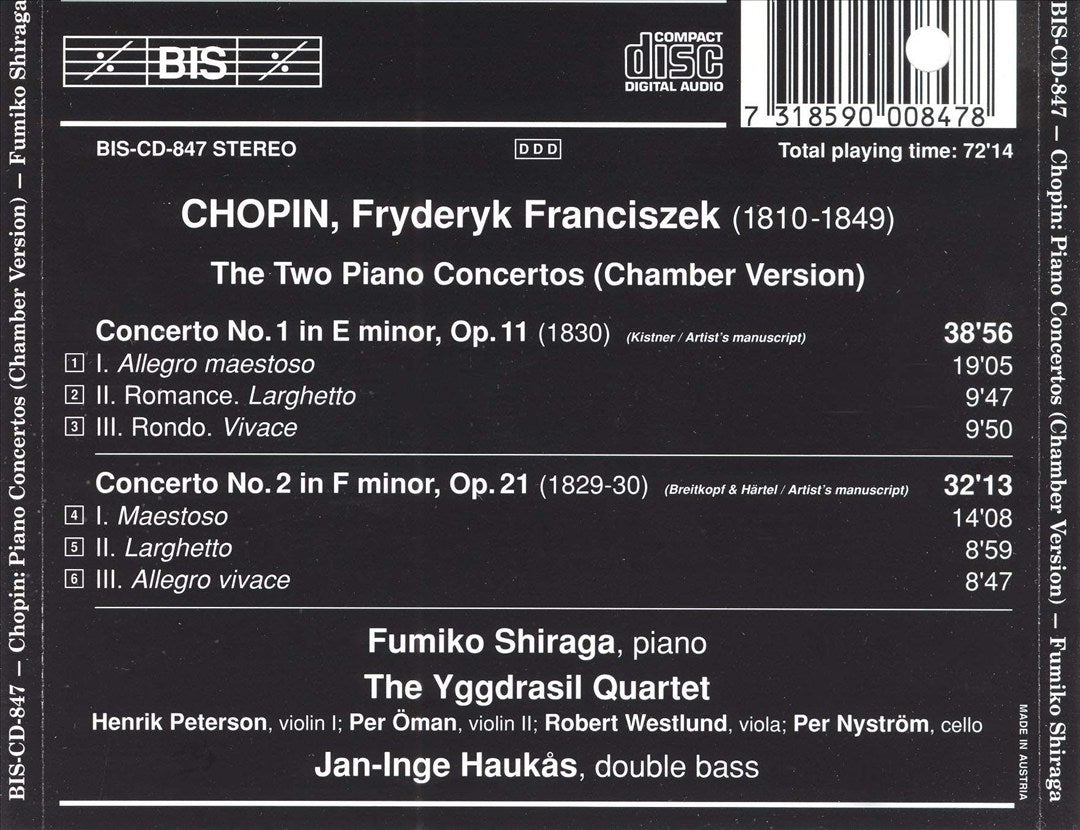 Chopin: The Two Piano Concertos (Chamber Version) cover art