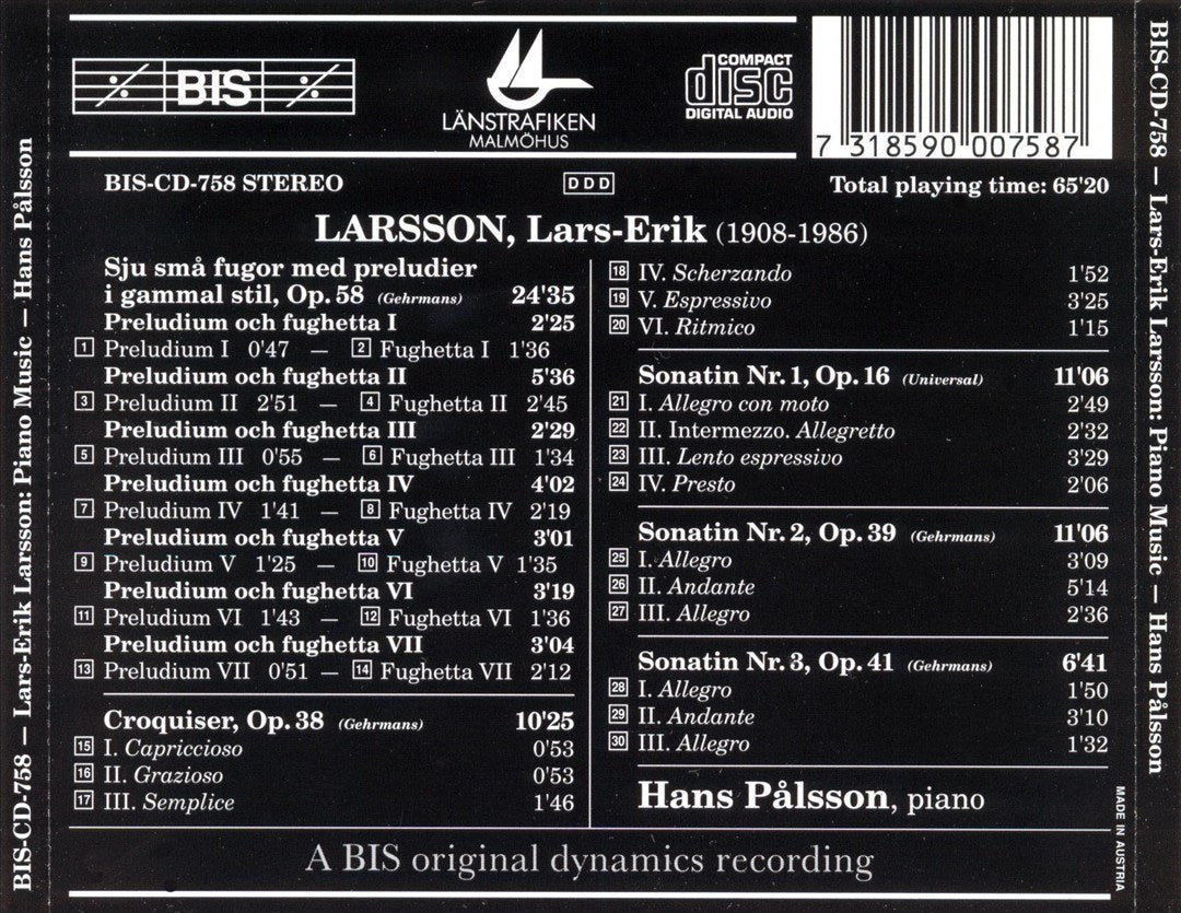 Lars-Erik Larsson: Piano Music cover art