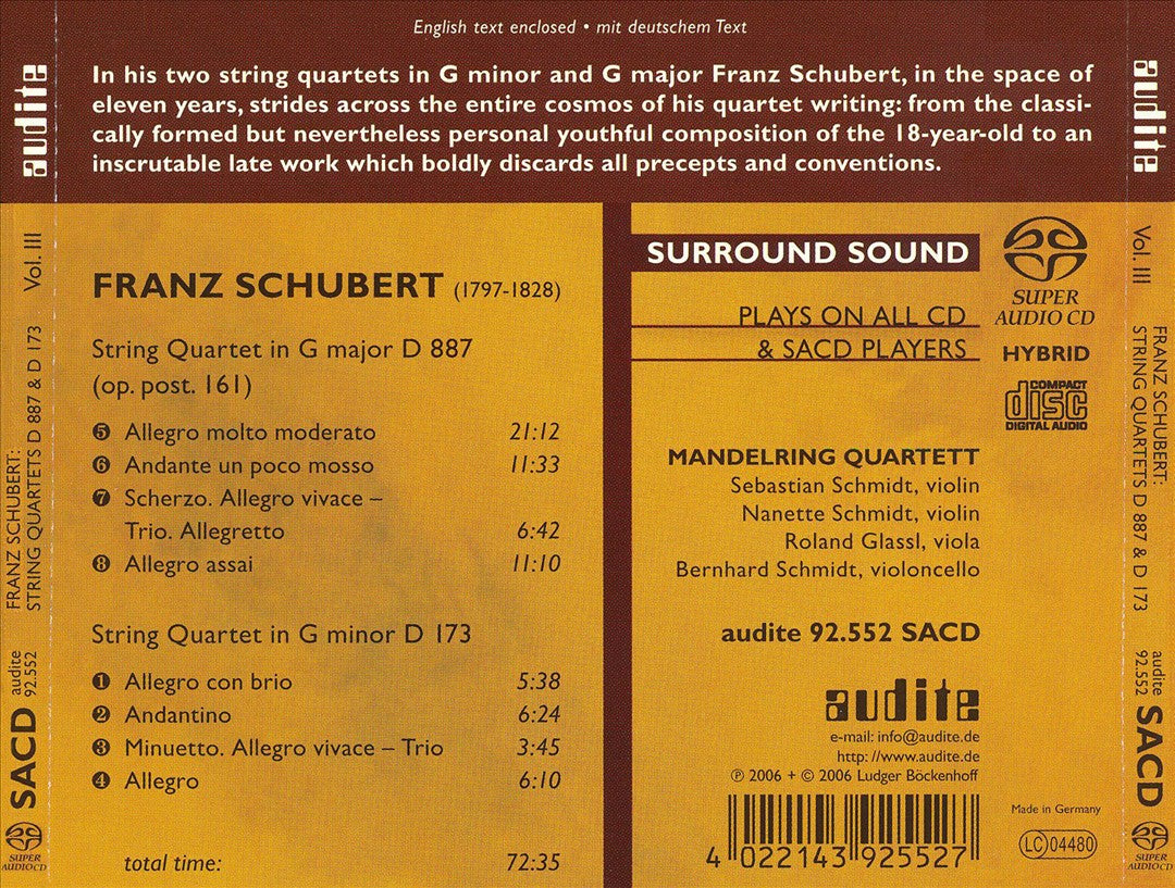 Schubert: String Quartets, Vol. 3 cover art