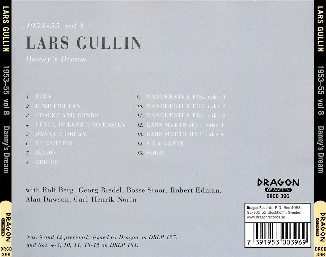 Lars Gullin, Vol. 8: Danny's Dream 1953-55 cover art