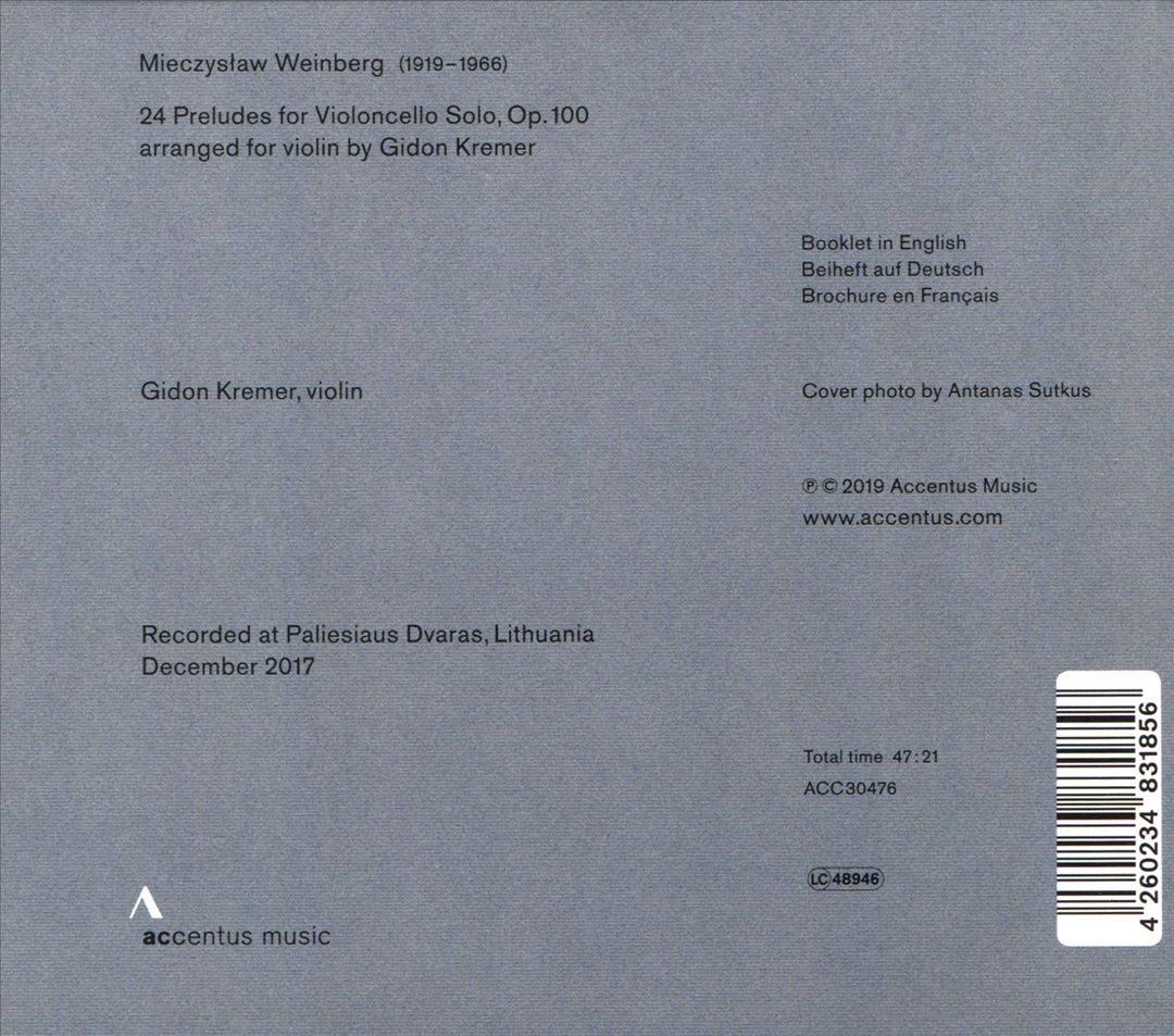 Mieczyslaw Weinberg: 24 Preludes for Violin Solo cover art