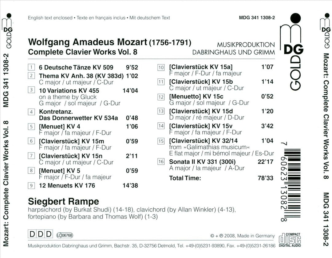 Mozart: Complete Clavier Works, Vol. 8 cover art