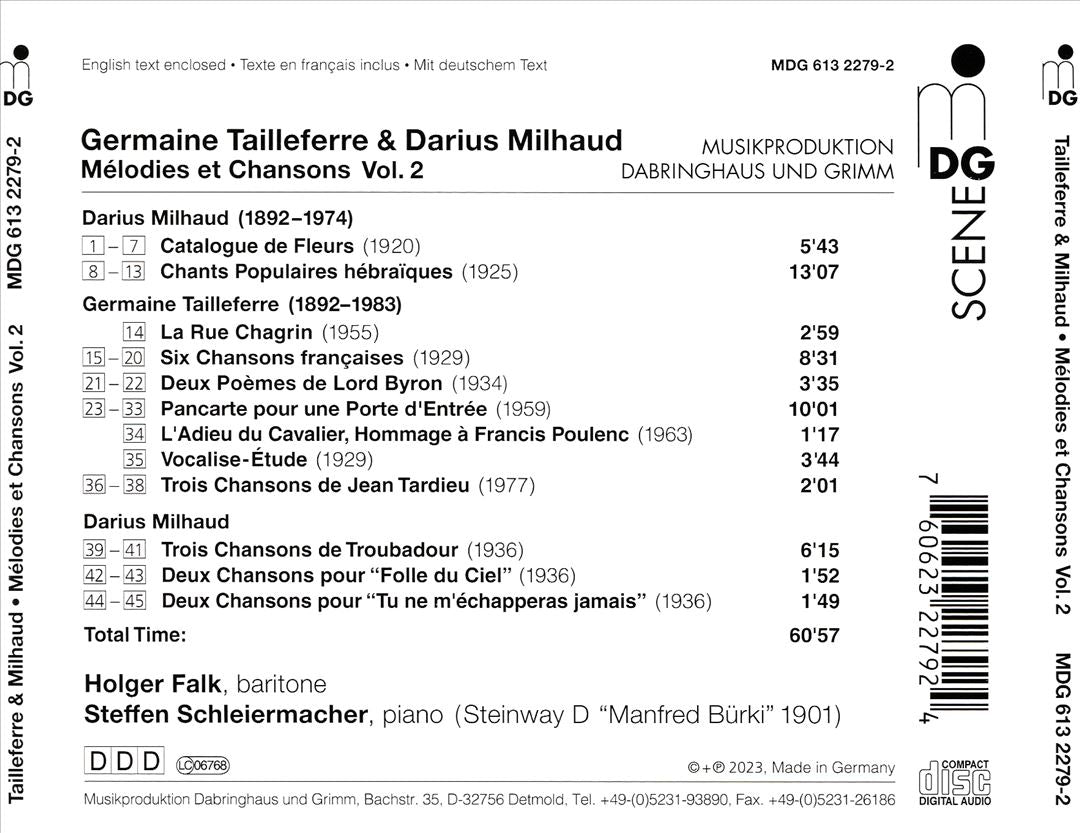 Germaine Tailleferre & Darius Milhaud: Mélodies et chansons, Vol. 2 cover art
