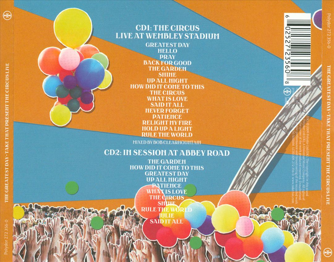 Greatest Day -- Take That Present: The Circus Live cover art