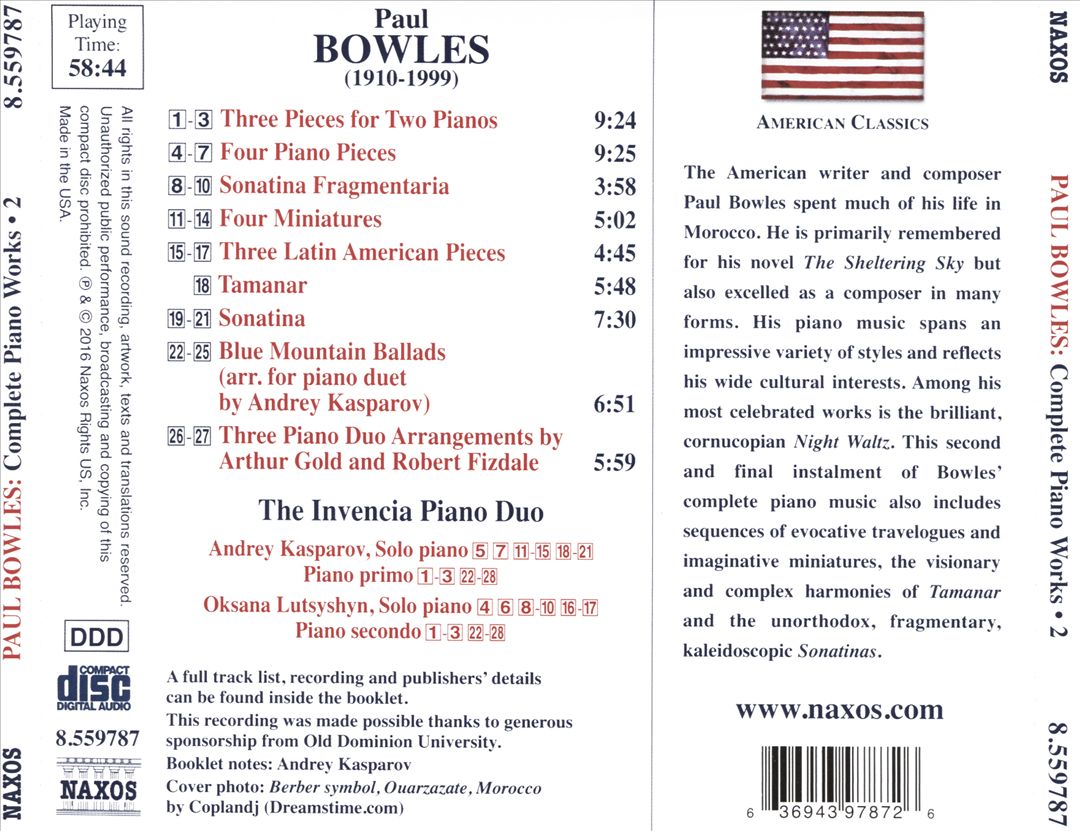 Paul Bowles Complete Piano Works, Vol. 2 cover art
