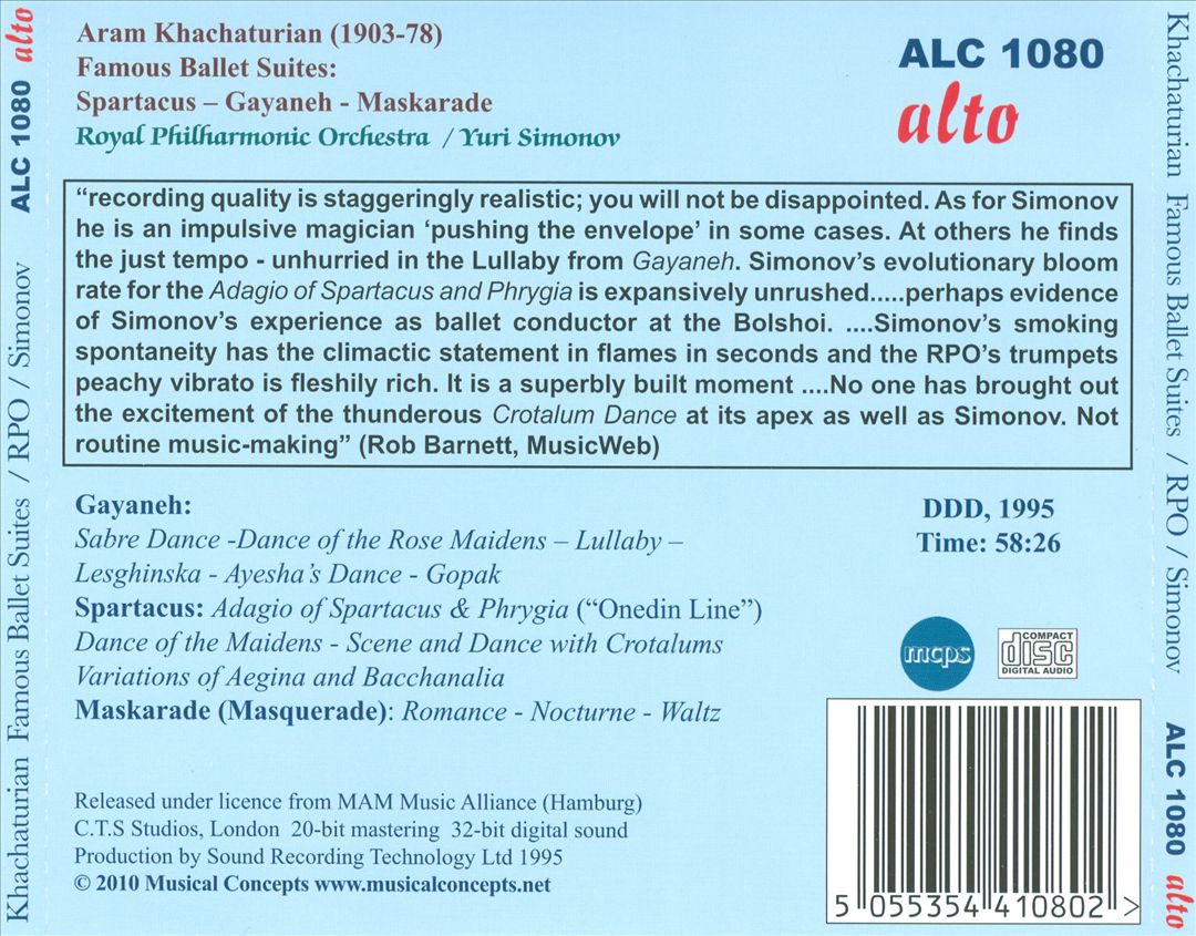 Khachaturian: Ballet Suites - Spartacus, Gayaneh, Maskarade cover art