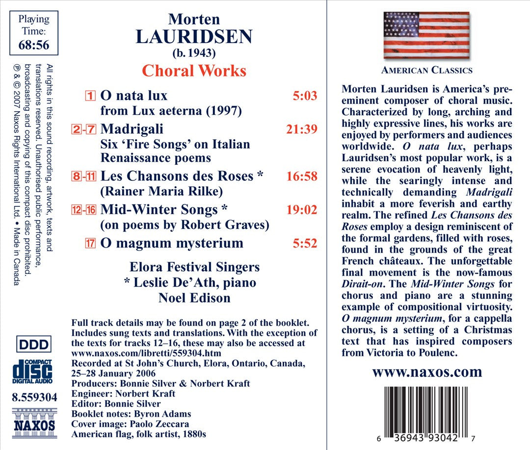 Morten Lauridsen: O magnum Mysterium; O nata lux; Madrigali; Mid-Winter Songs cover art