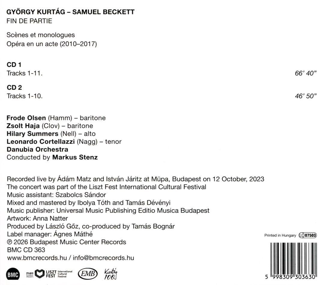 Györtgy Kurtág/Samuel Beckett: Fin de Partie cover art