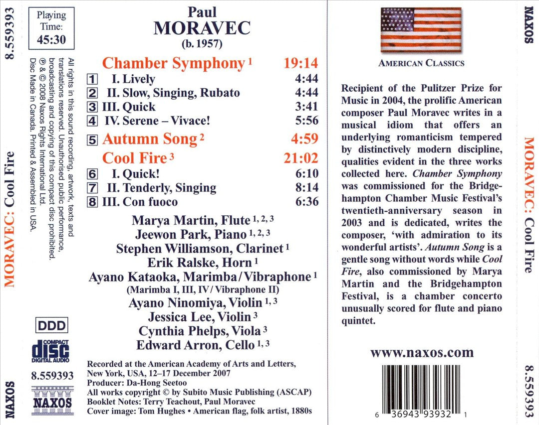 Paul Moravec: Cool Fire; Chamber Symphony; Autumn Song cover art