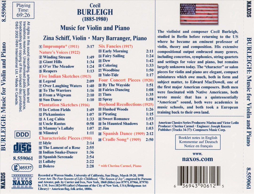 Cecil Burleigh: Music for Violin and Piano cover art