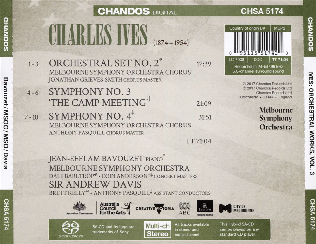 Charles Ives: Orchestral Works, Vol. 3 - Symphony No. 3 "The Camp Meeting"; Symphony No. 4; Orchestral Set No. 2 cover art