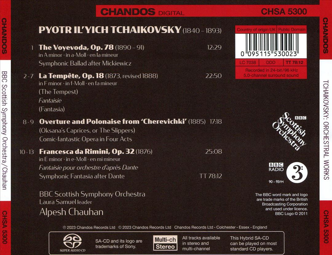 Tchaikovsky: The Tempest; Francesca da Rimini; The Voyevoda; Overture and Polonaise from Cherevichki cover art