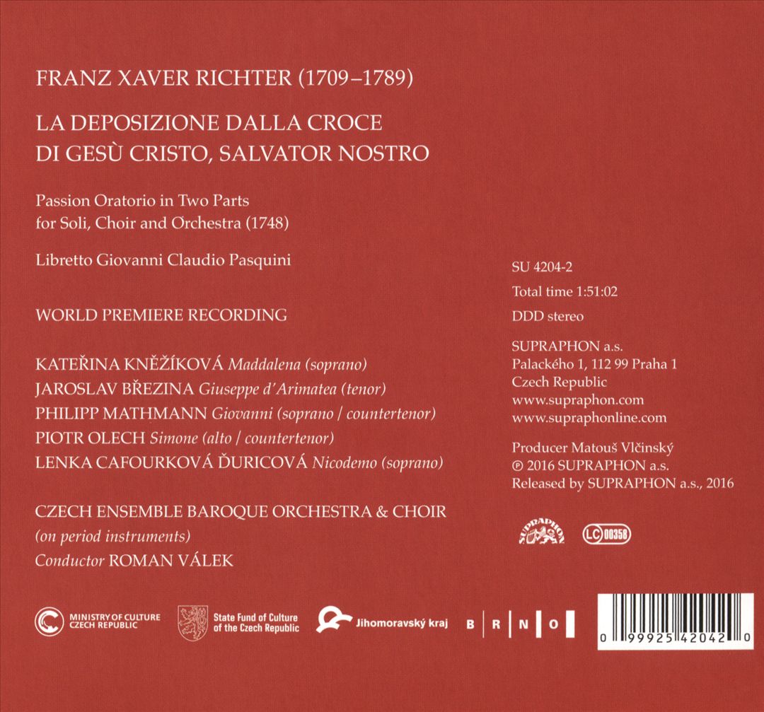 Franz Xaver Richter: La Deposizione dalla Croce di Gesù Cristo cover art