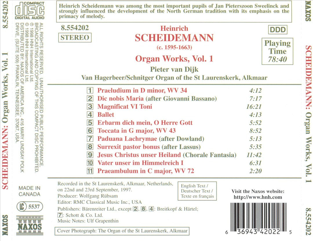 Scheidemann: Works for organ Vol.1 cover art