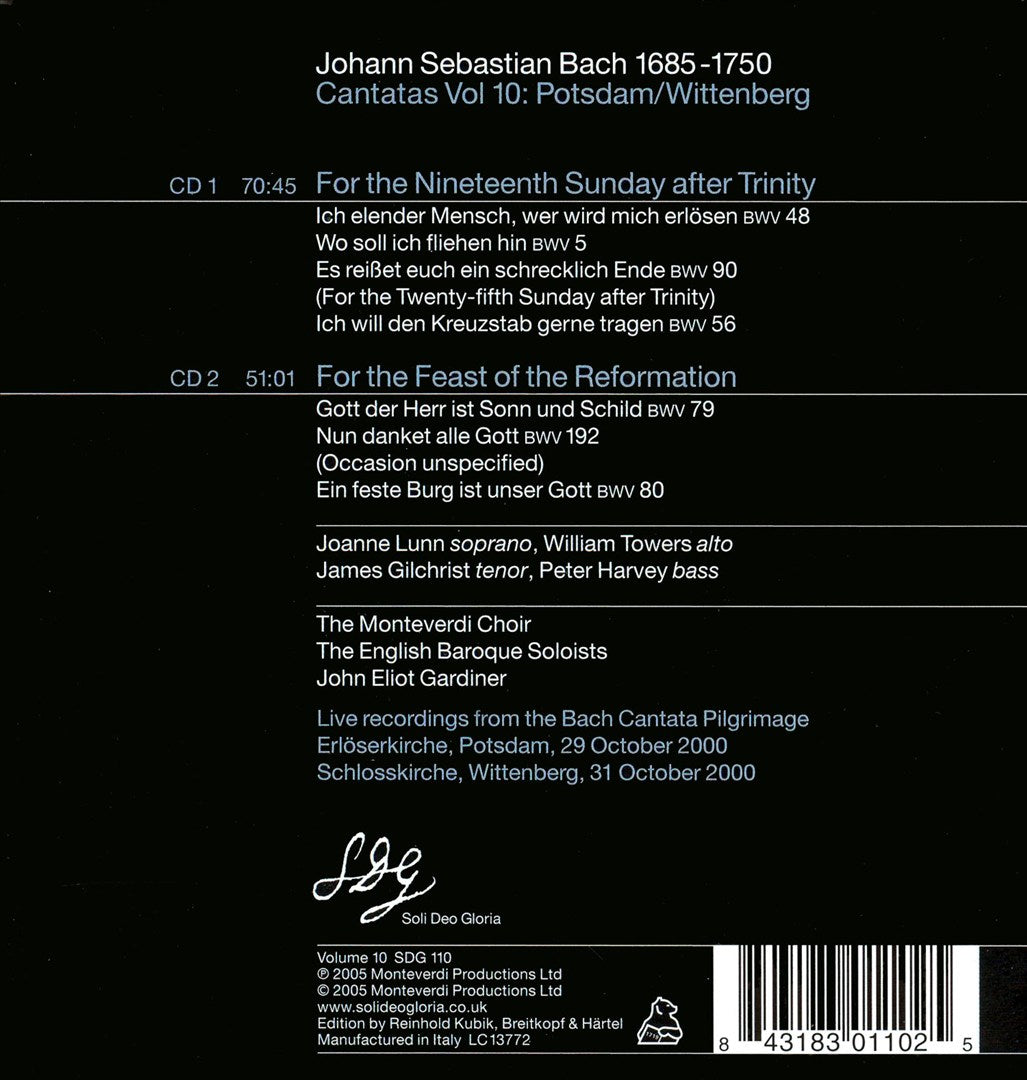 Bach Cantatas, Vol. 10: Potsdam/Wittenberg cover art