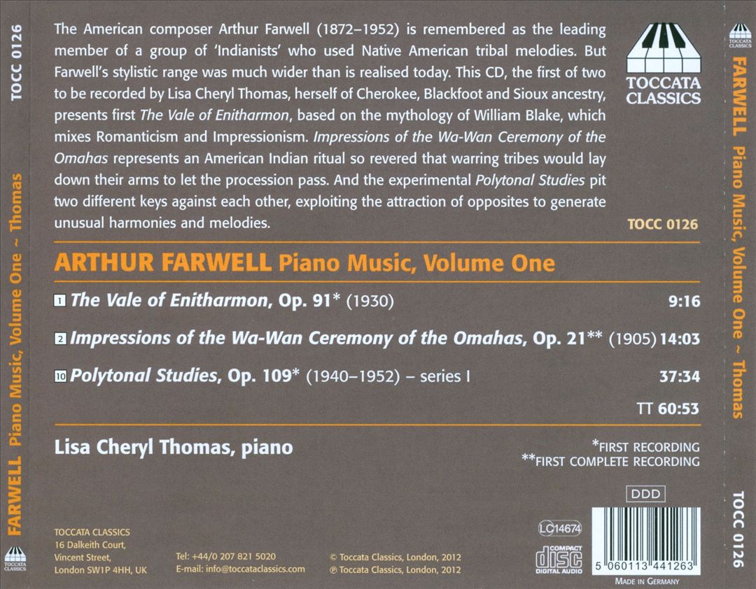 Arthur Farwell: Piano Music, Vol. 1 cover art
