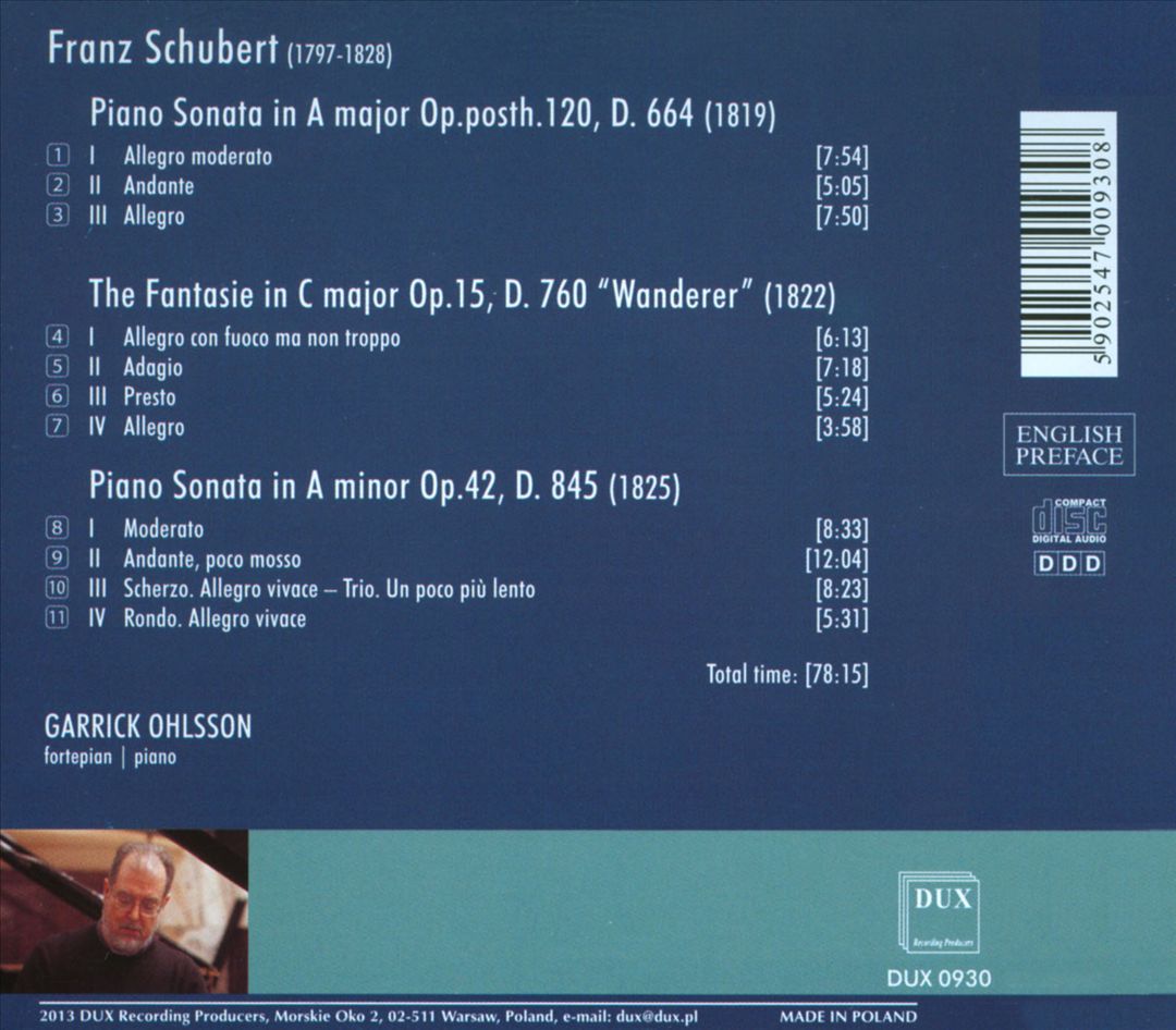 Schubert: Piano Sonatas; "Wanderer" Fantasie cover art