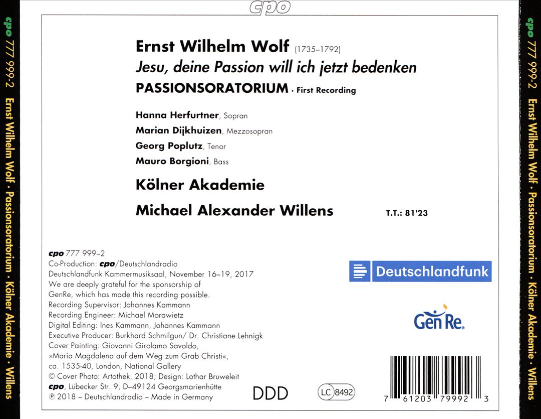Ernst Wilhelm Wolf: Jesu, deine Passion will ich jetzt bedenken cover art