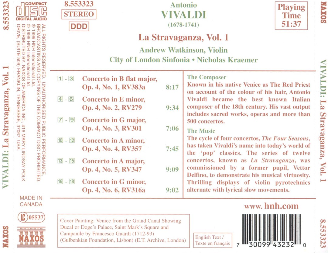 Vivaldi: La Stravaganza, Vol. 1 cover art