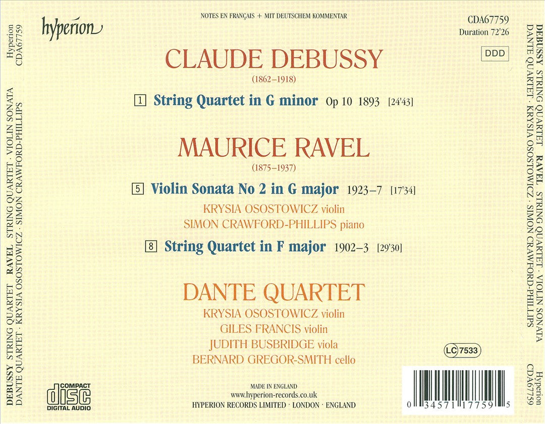 Debussy: String Quartet; Ravel: String Quartet cover art
