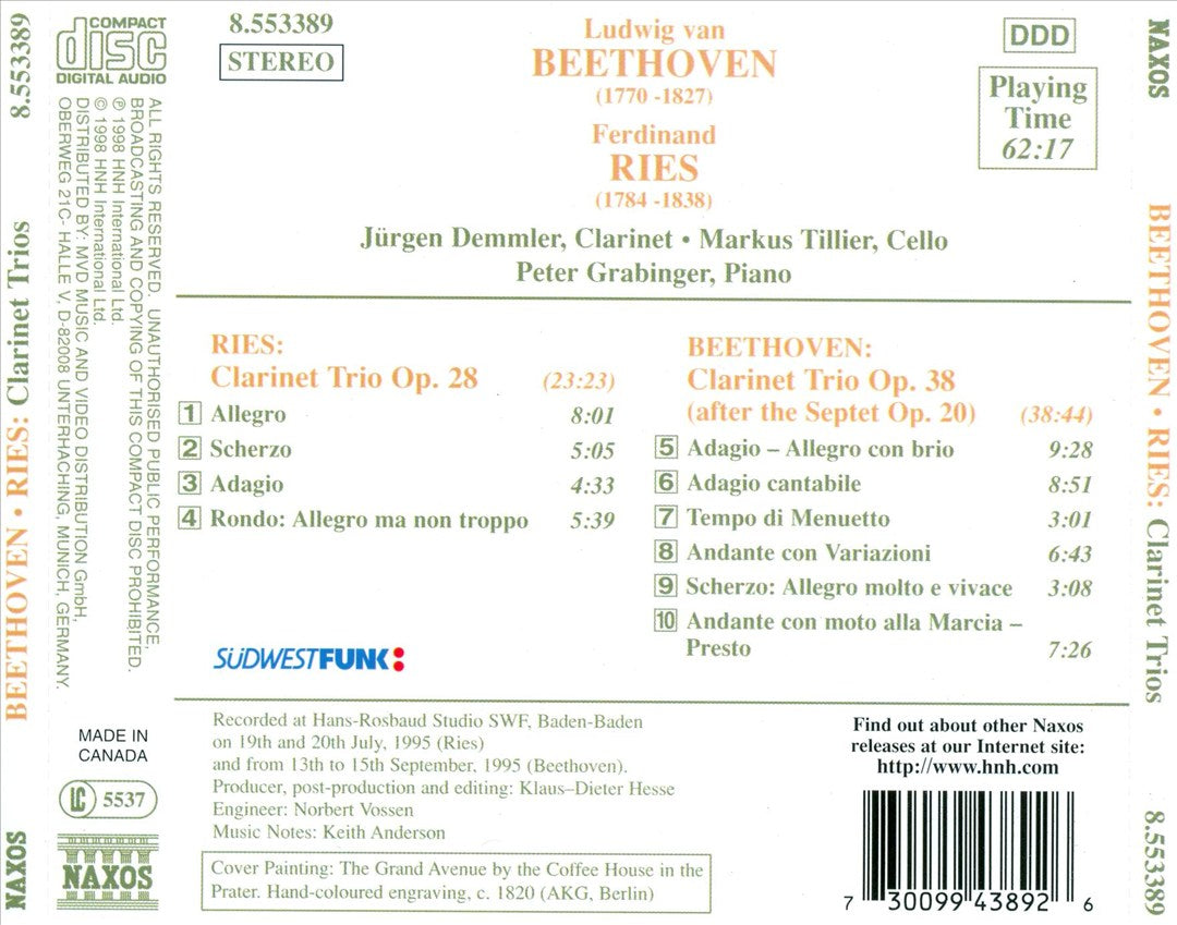 Beethoven: Clarinet Trio Op. 38; Ferdinand Ries: Clarinet Trio Op. 28 cover art