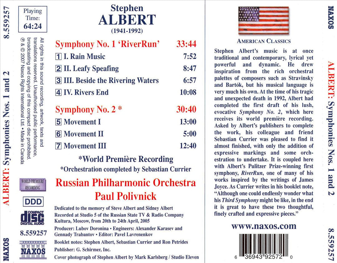 Stephen Albert: Symphonies Nos. 1 & 2 cover art