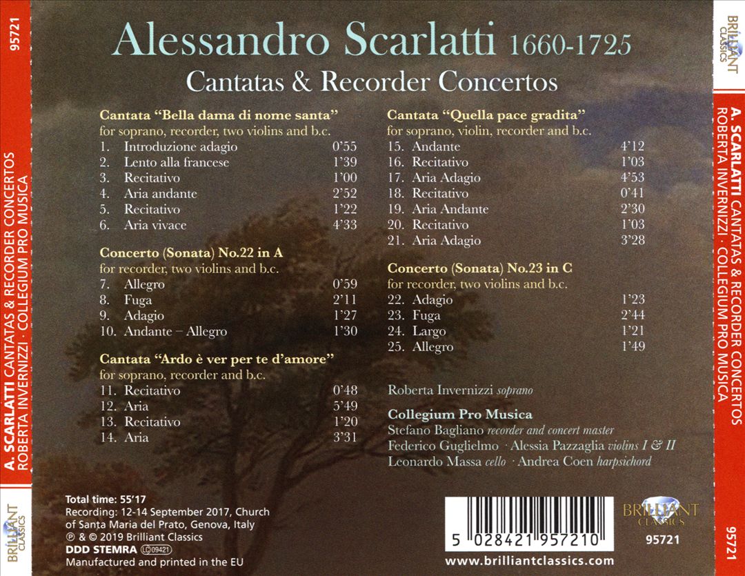 Alessandro Scarlatti: Cantatas & Recorder Concertos cover art