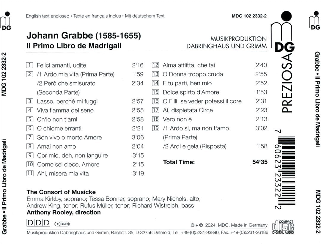 Johann Grabbe: Il primo libro de madrigali cover art