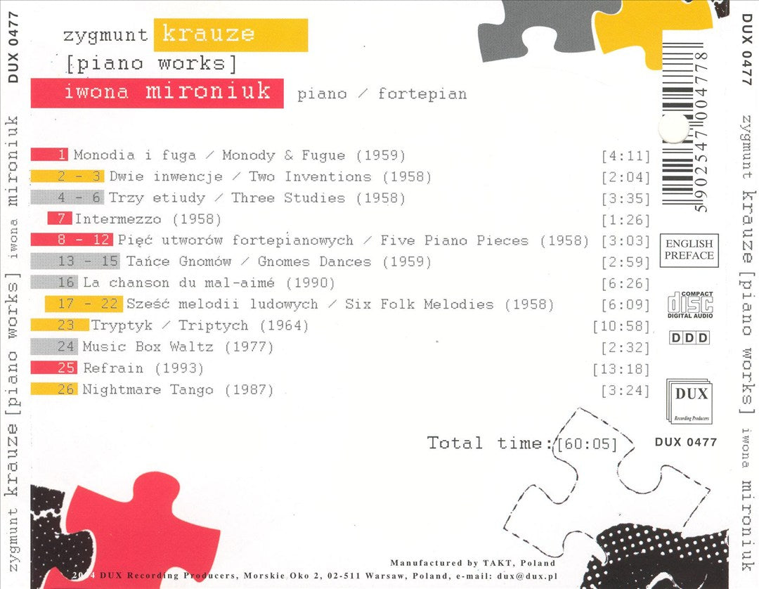 Zygmunt Krauze: Piano Works cover art