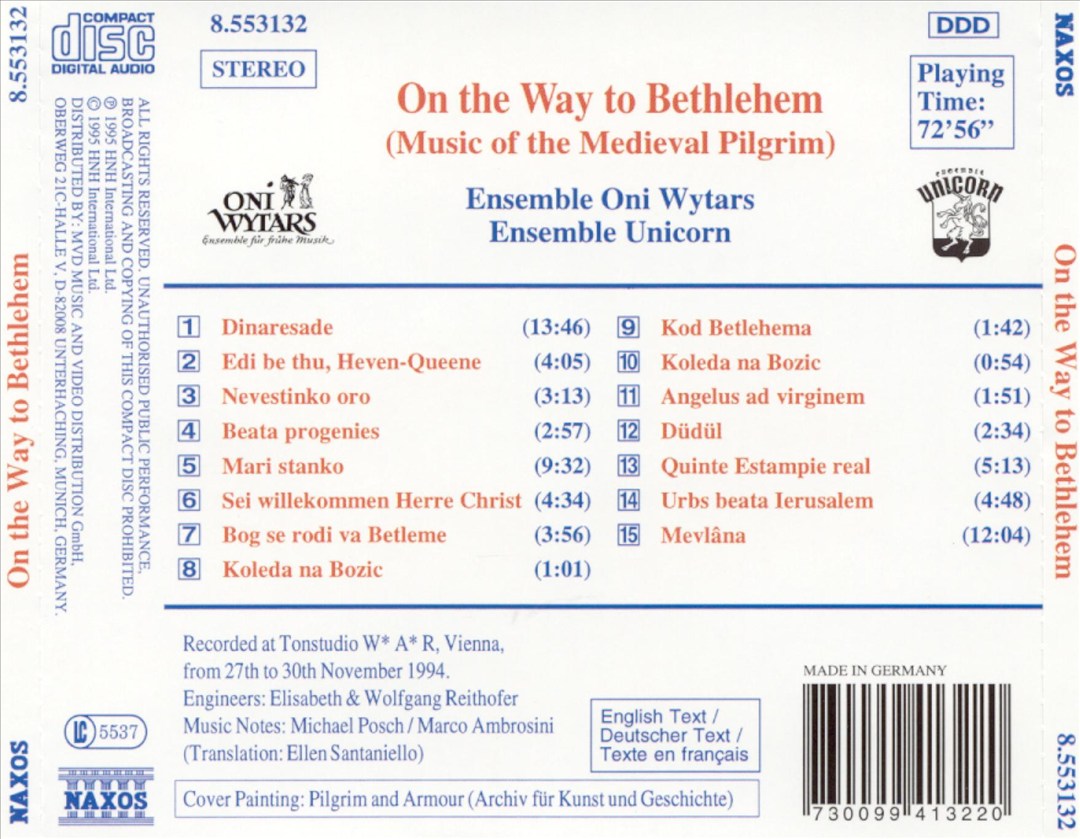 On the Way to Bethlehem (Music of the Medieval Pilgrim) cover art
