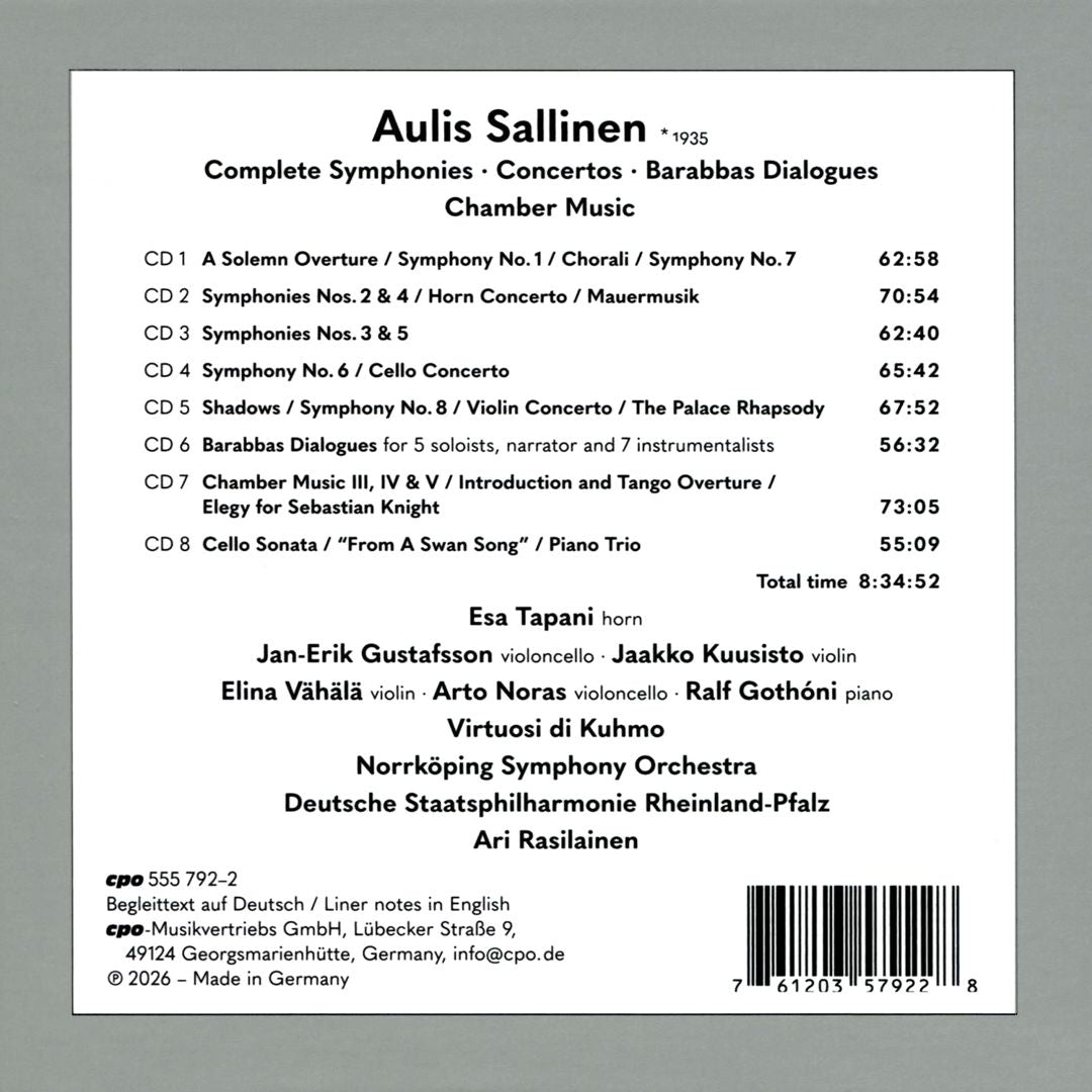 Aulis Sallinen: Complete Symphonies; Concertos; Chamber Music cover art
