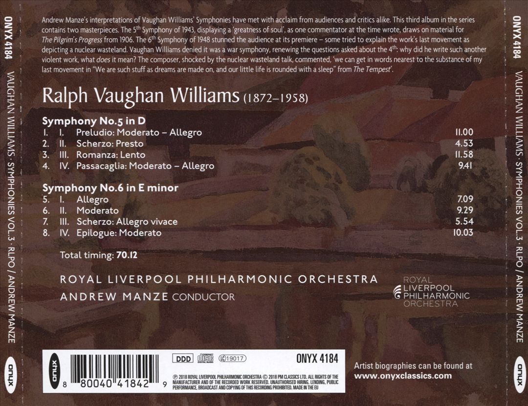 Vaughan Williams: Symphony No. 5; Symphony No. 6 cover art