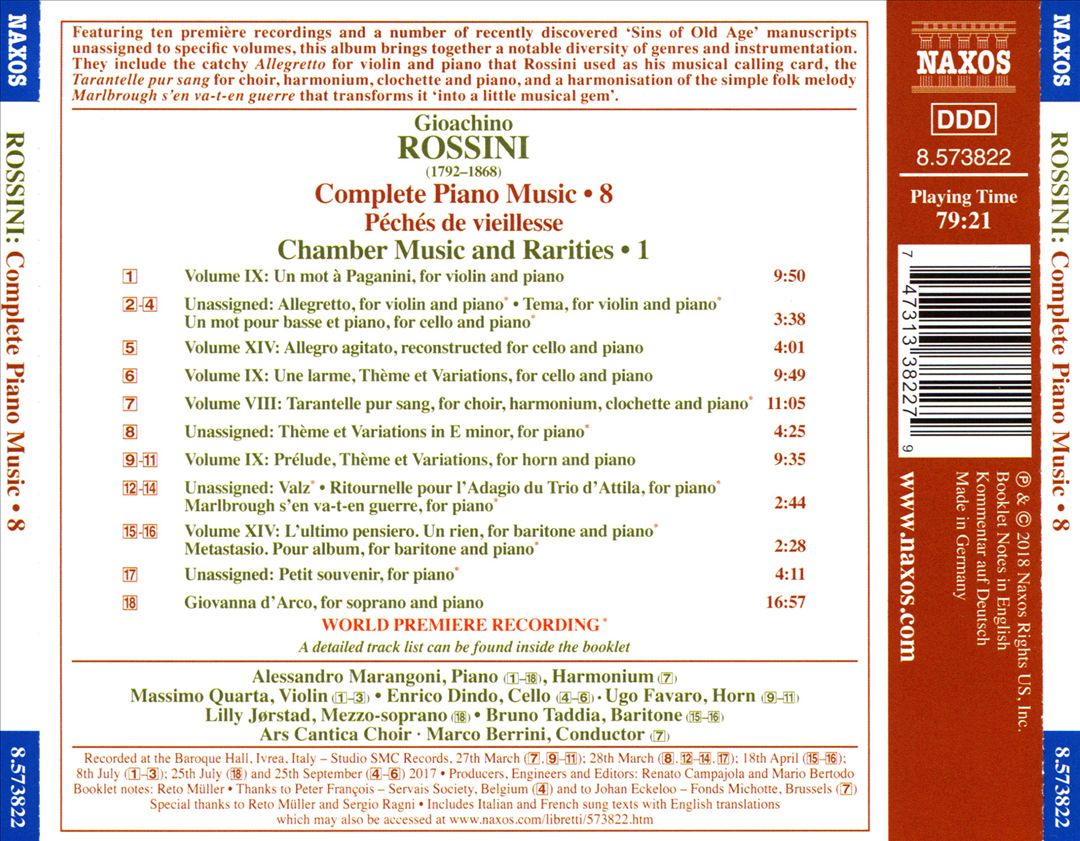 Rossini: Péchés de vieillesse, Vol. 8 cover art