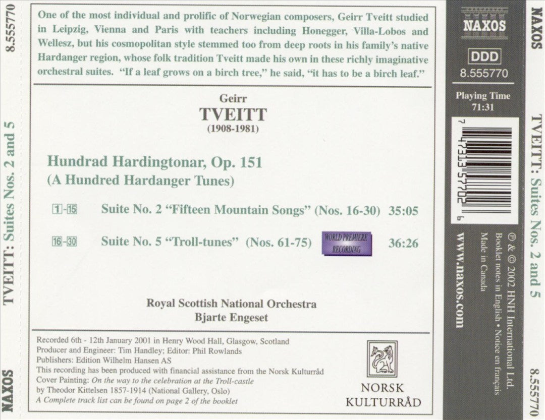 Tveitt: A Hundred Hardanger Tunes, Suites Nos. 2 & 5 cover art