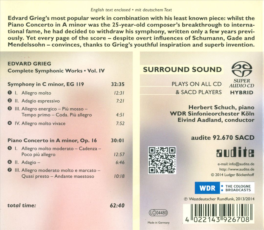 Edvard Grieg: Complete Symphonic Works, Vol. 4 cover art