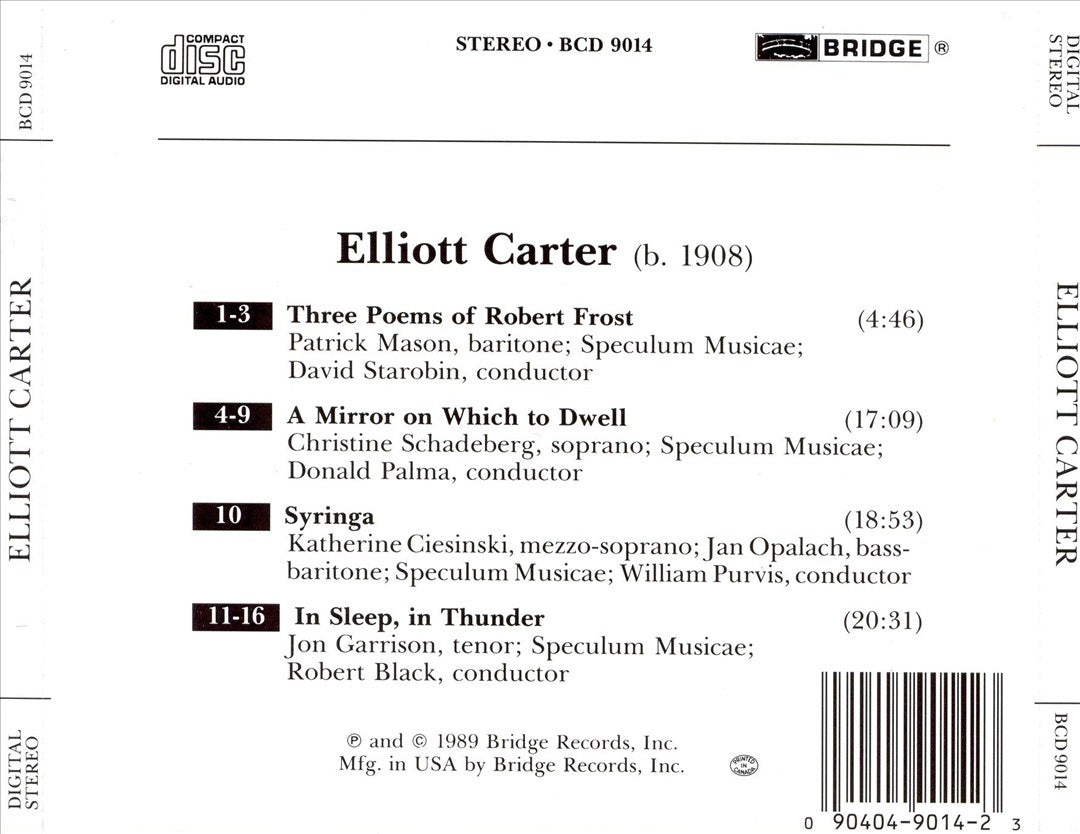 Elliott Carter: The Vocal Works (1975-1981) cover art