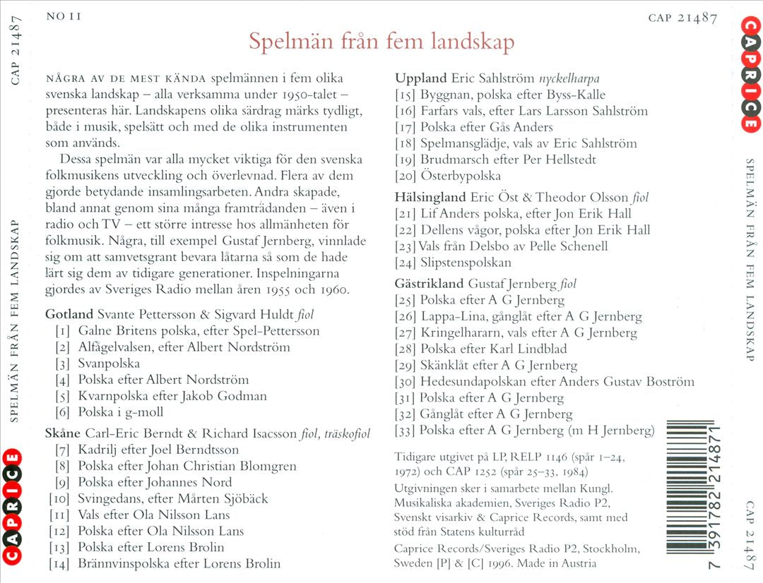 Spelmän från fem landskap (Fiddlers from Five Provinces) cover art