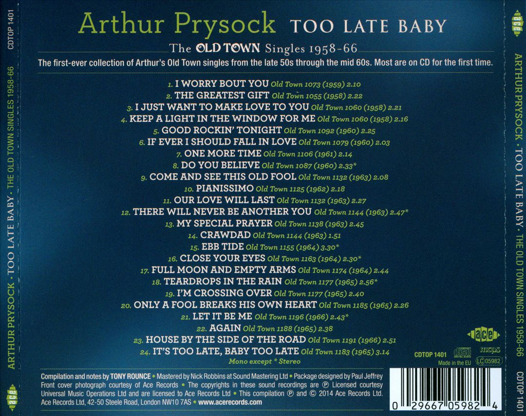 Too Late Baby: The Old Town Singles 1958-66 cover art