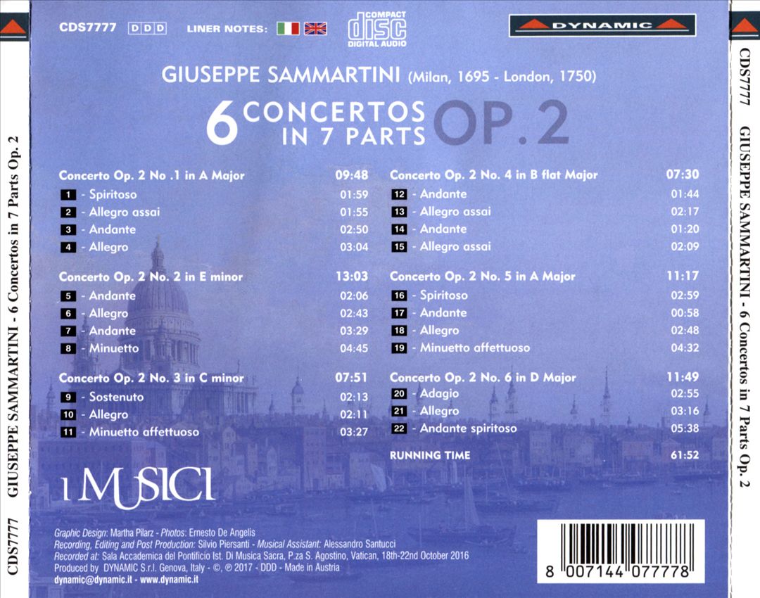 Giuseppe Sammartini: 6 Concertos in 7 Parts, Op. 2 cover art