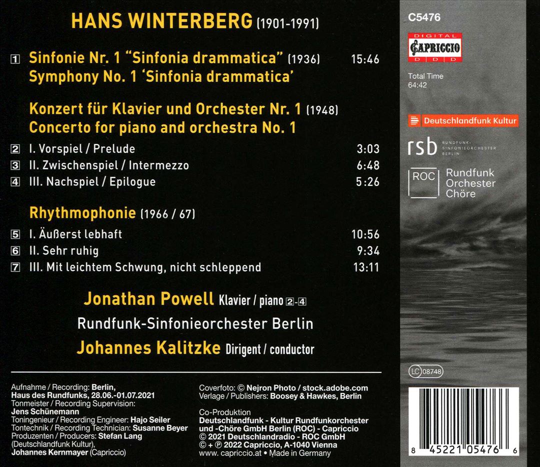 Hans Winterberg: Sinfonia drammatica; Piano Concerto No. 1; Rhythmophonie cover art