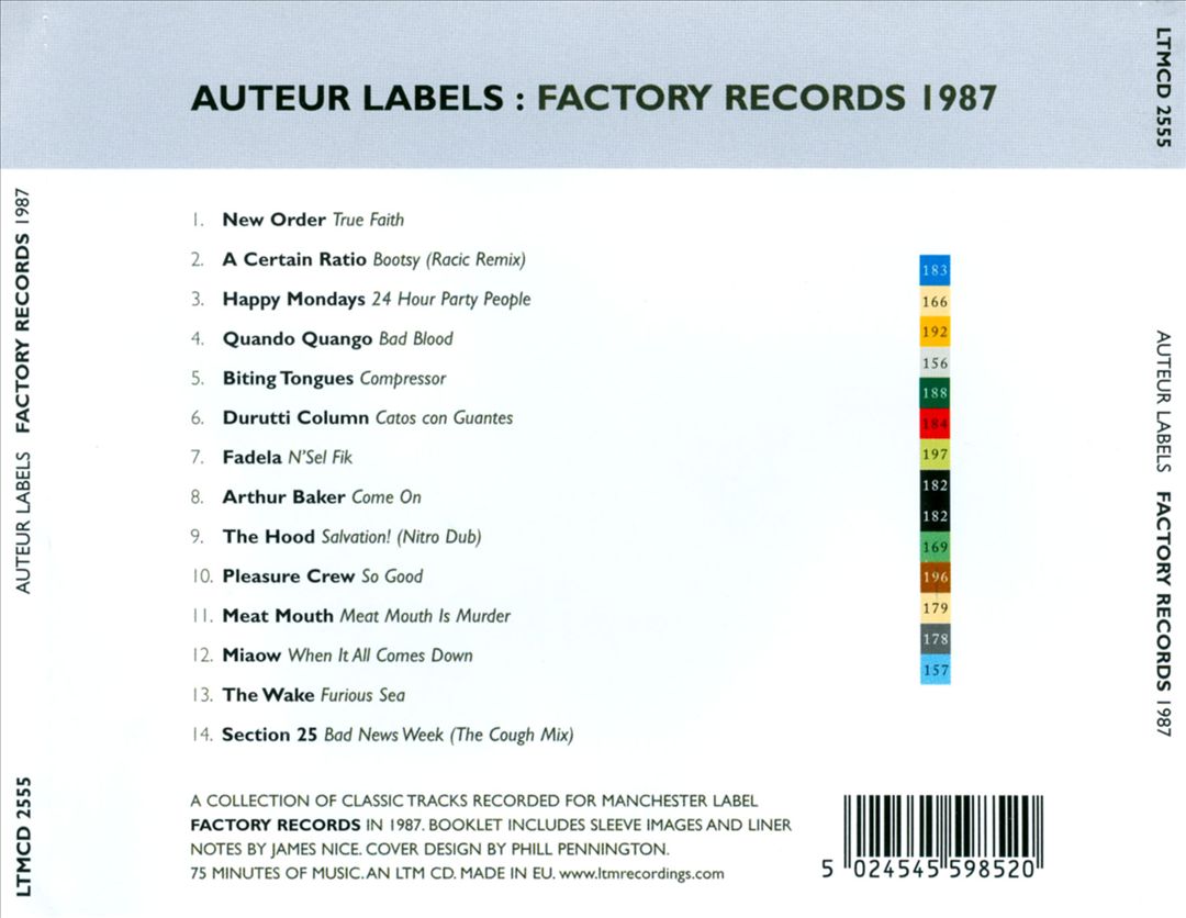 Auteur Labels: Factory Records 1987 cover art