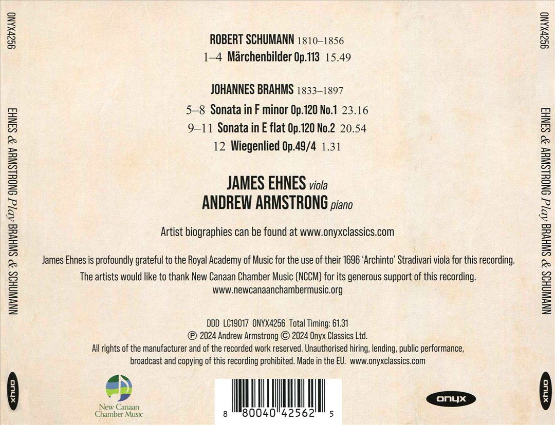 Ehnes & Armstrong Play Brahms & Schumann cover art
