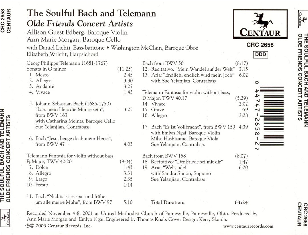 Soulful Bach and Telemann cover art
