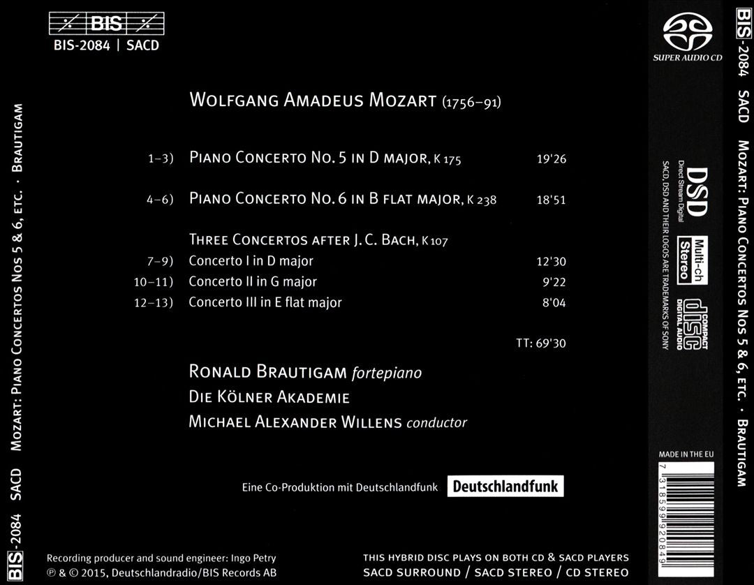 Mozart: Piano Concertos Nos. 5 in D major & 6 in B flat major; Three Concertos, K 107 cover art