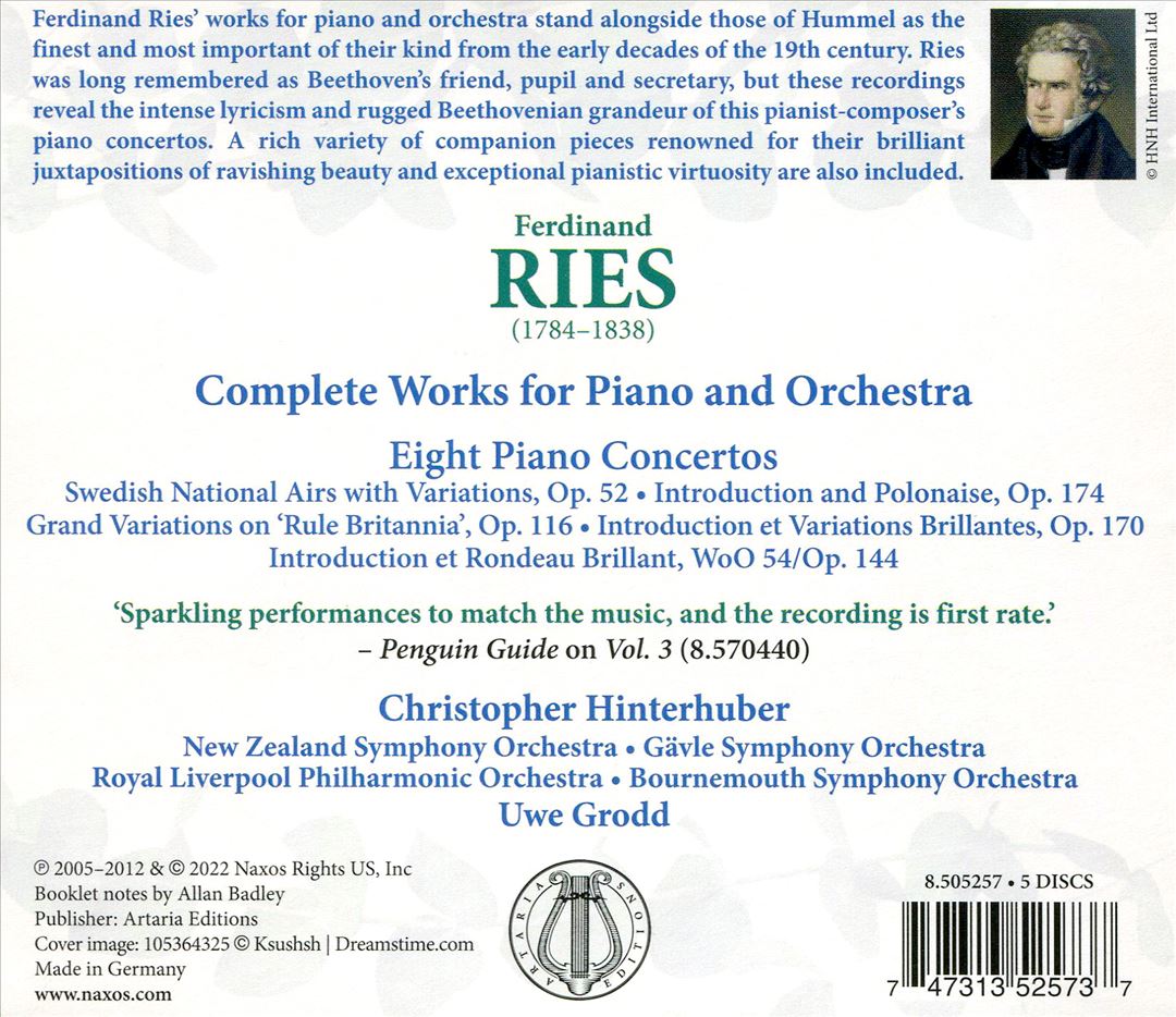 Ries: Complete Works for Piano and Orchestra cover art