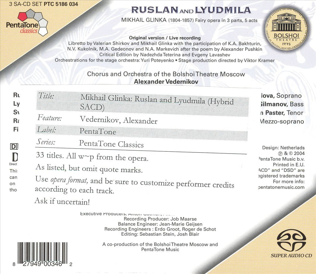 Mikhail Glinka: Ruslan and Lyudmila cover art
