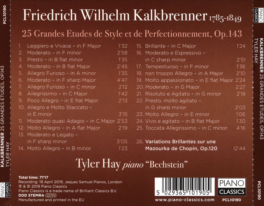 Kalkbrenner: 25 Grandes Etudes de Style et de Perfectionnement, Op. 143 cover art