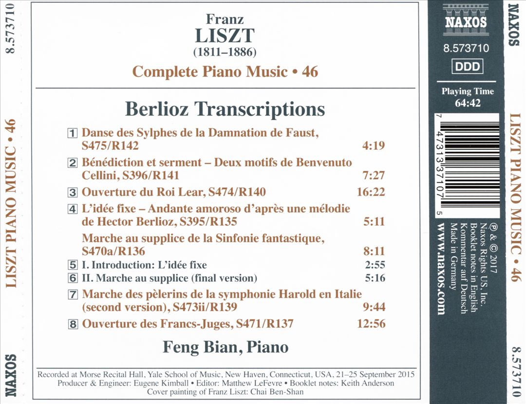Franz Liszt: Complete Piano Music, Vol. 46 - Berlioz Transcriptions cover art