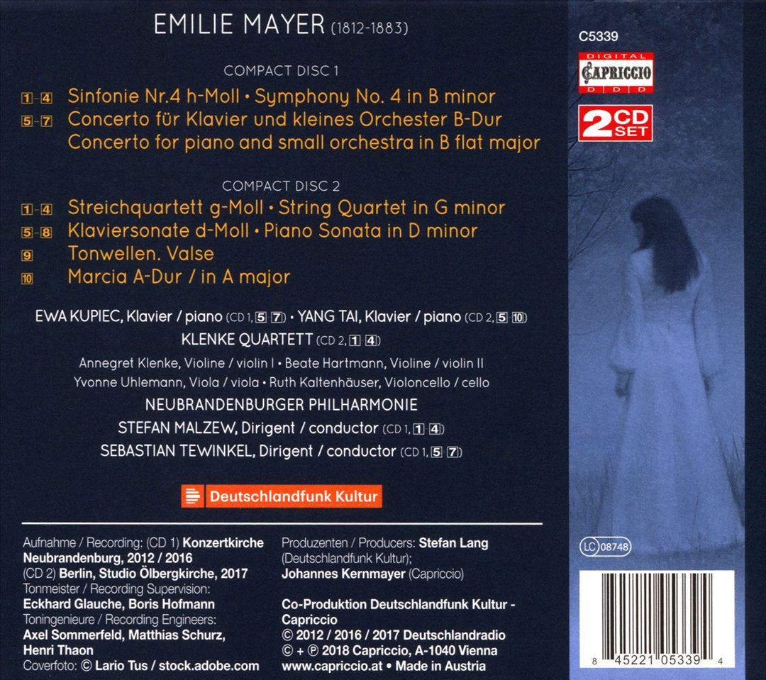 Emilie Mayer: Symphony No. 4; Piano Concerto; String Quartet; Piano Sonata cover art